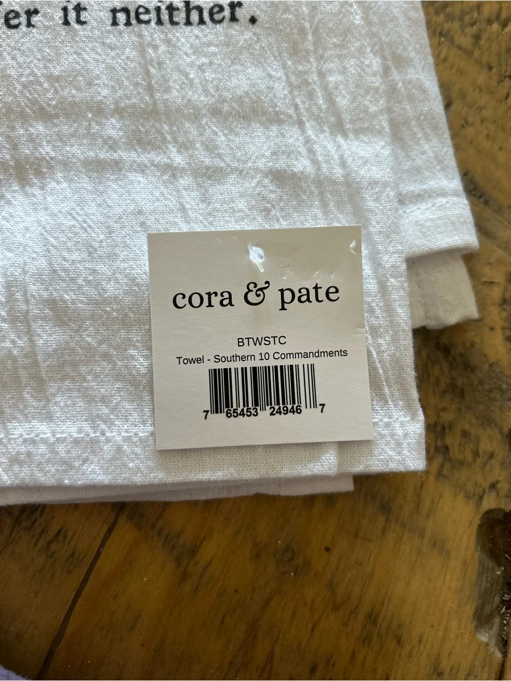 Cora & Pate White 'Southern 10 Commandments' Cotton Kitchen Towel